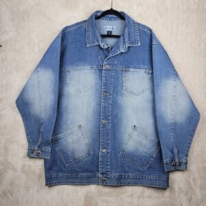 VTG Godbody Denim Chore Coat Mens XL Y2K Western Hip Hop Outdoor Utility 90s